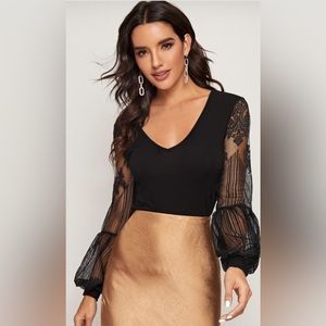 Black lace blouse size‎ small